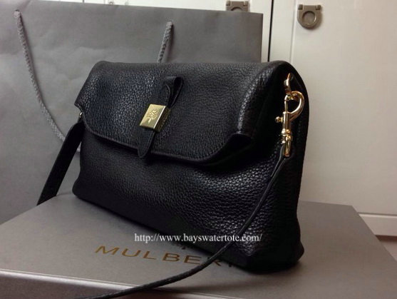 2014 New Mulberry Tessie Shoulder Bag in Black Soft Grain Leather 